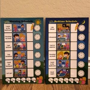 Kids Morning/Bedtime Schedule Behavior Charts set of 2
